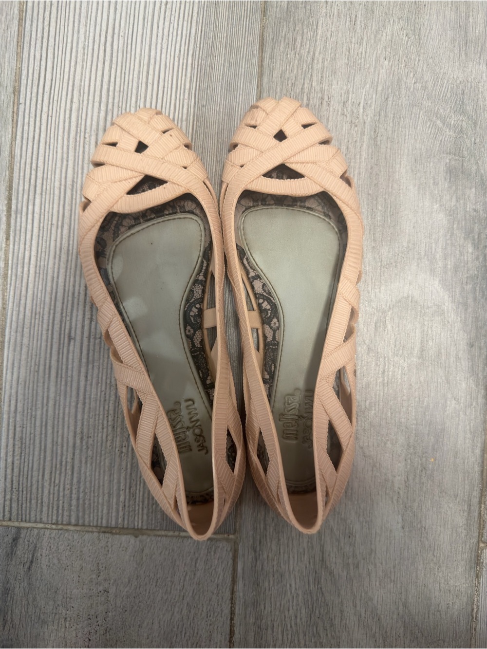 Melissa Peach Woven Ballet Flats
